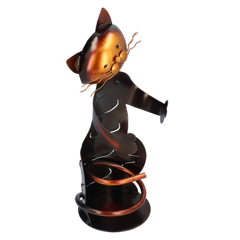 Cat Shaped Wine Rack Metal Sculpture Shelf Practical Sculpture Home
