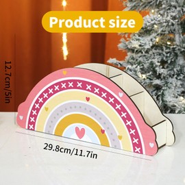 QINGYIWL Desk Organiser, Rainbow Pen Holder, Children with 5 Compartments, Desk Office Organiser, Wooden Pens Organiser, Pen Holder, Pen Holder for Home, Office, Desktop, Children's Pen Box