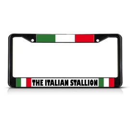Italian Stallion Italy Flag License Plate Frame Tag Holder Cover