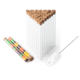 BKMAMLAB 30pcs 35ml Glass Test Tubes 20 x 150mm with Cork Stoppers and Brush for Scientific Experiments and Plant Propagation Test Tubes