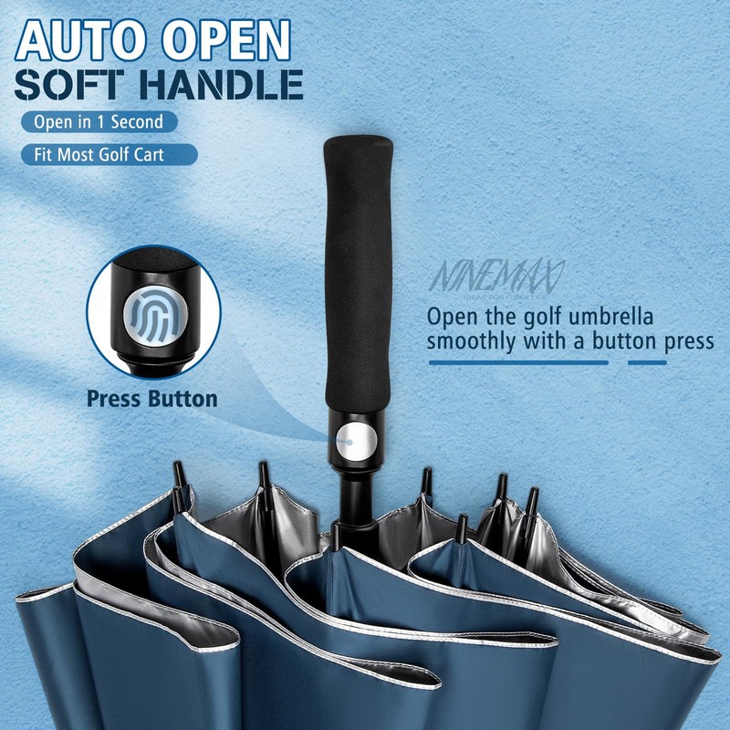 NINEMAX 62 Inch Golf Umbrella UV Protection, Large Windproof UV