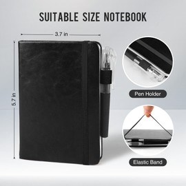 Small Notebook College Ruled, 3 Pack (Black) 3.7x5.7 in Pocket Notebook Journaling Notebooks Mini Hardcover Lined Note Pads with Pens for Work Business Travel and Office Supplies