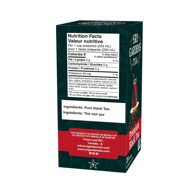 Sri Gardens 20 Tea Bag Black Tea Carton