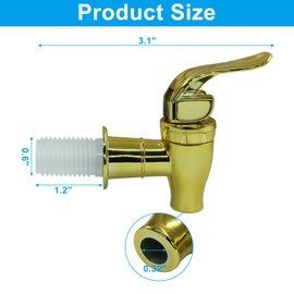 LifCratms Beverage Dispenser Replacement Spigot, 2 Pcs Plastic Drink Dispenser Spout Spigot, Push Style Faucet for Water Dispenser (Gold)