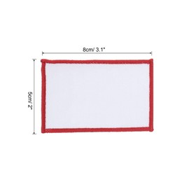 QUARKZMAN Pack of 30 Sublimation Patches, Empty, 8 x 5 cm / 3.15 x 1.97 Inch Fabric Iron-On Empty Transfer Repair Patch for DIY Crafts Hats Clothing, White with Red Border