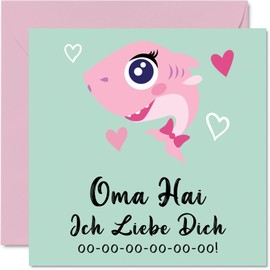 Stuff4 Funny Birthday Cards for Grandma - Grandma Shark - Joke Happy Birthday Card for Grandma from Grandson Granddaughter Grandma Birthday Gifts 145mm x 145mm Mother's Day Greeting Cards