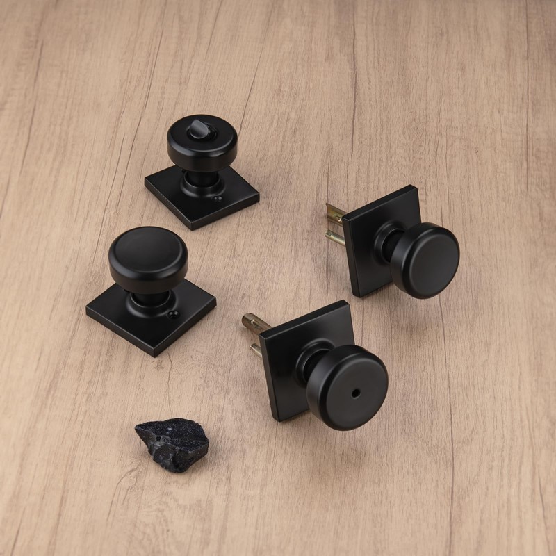 NCSEN Black Interior Door Knobs for Hall & Closet, Pismo