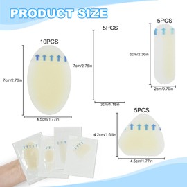 Dvvsav 25pcs Hydrocolloid Gel Bandges for Feet,Waterproof Gel Cushions for Toe,Heel and Foot Blister Prevention and Healing Bandages