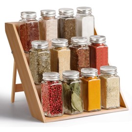 RoyalHouse Bamboo Spice Rack Organizer for Kitchen Cabinet, Countertop Display Shelf- 3 Tier Shelf -Space Organizer for Kitchen and Bathroom