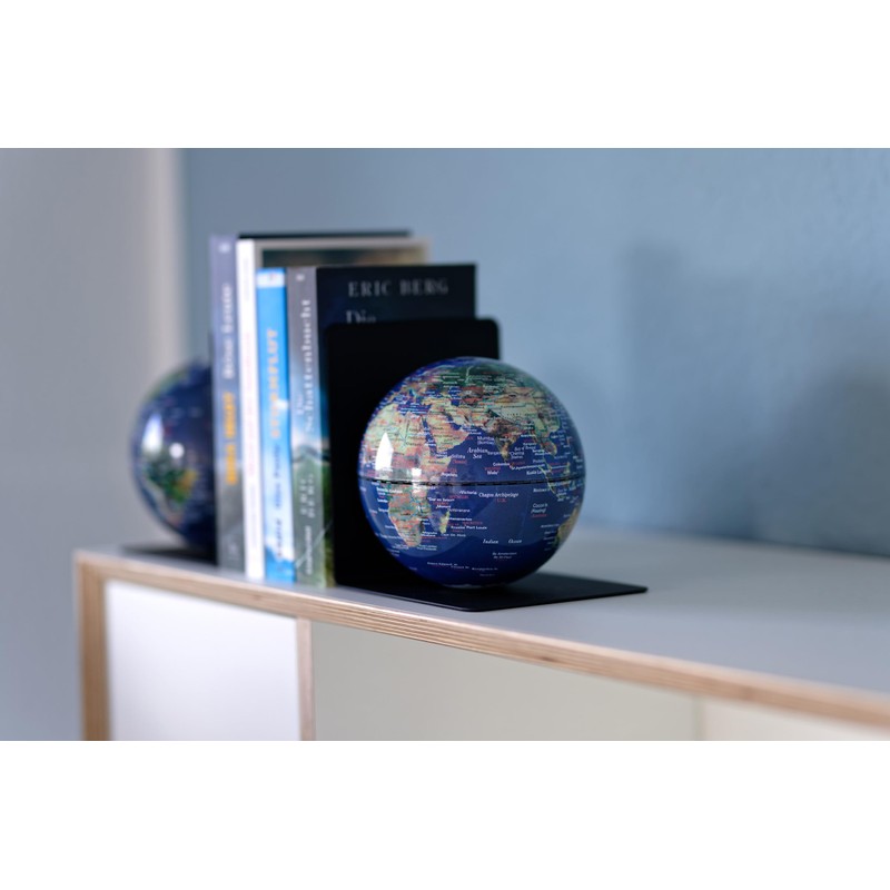 TROIKA Bookends Metal Bookends Diameter 13 cm Magnetically Balanced Globes