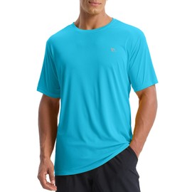 BALEAF Men's Running Hiking T Shirts UPF 50+ Quick-Dry Tops Rashguard Short Sleeve-Blue XXL