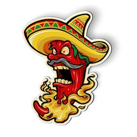Chili Pepper on Fire Sombrero - 5" Magnet for Car Locker Refrigerator
