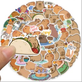 Dear Mia Little Liz | 50 Piezas Capybara Pegatinas Decorativas | Set de Calcomanías Kawaii Animales de Vinil para Scrapbook, Arte y Manualidades Álbumes Tarjetas Proyecto DIY (Capybara A, 50 Piezas)