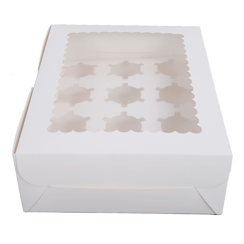 6PCS Set Cupcake Container 12 Holes Cardbord Bakery Pastry Carrier