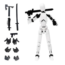 Azxndy 3D Printed Moveable Joints Robot，Finger Exercising Toys Assembly Set，Multi Joint Movable Model，Full Body Mechanical Movable Toy,Movie Character Desktop Decoration for Game Lovers (White)