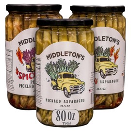 Middleton Farms Pickled Asparagus Variety Pack - Farm Direct Purple, Green & Spicy Asparagus Pickled in a Jar, Set of 3 - Made in USA, Farm to Table Freshness, 26.5 Ounces Each (Spicy Variety, 26.5 Fl Oz (Pack of 3))