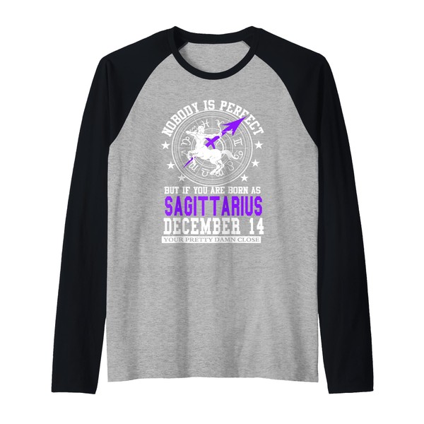Sagittarius December 14 Zodiac Astrology Star Horoscope Sign Raglan Baseball