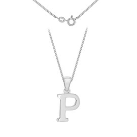 Tuscany Silver Women's Sterling Silver Initial P Pendant on Curb Chain of Length 46 cm/18 Inch