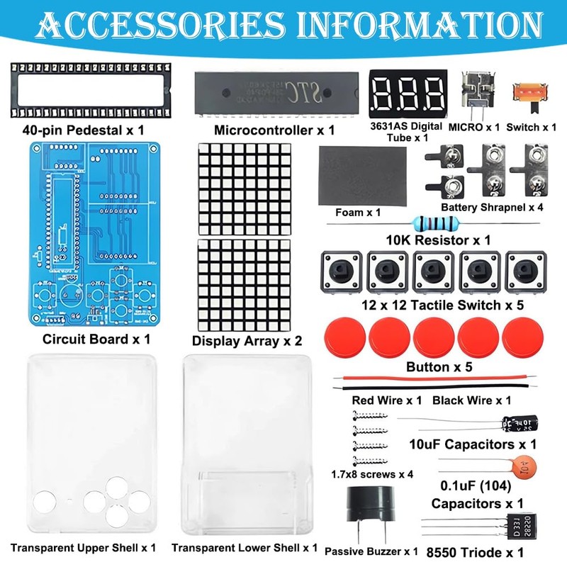 DIY Game Consoles Handset with Acrylic Casing, Electronic Game Console