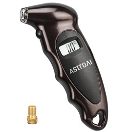 AstroAI Digital Tire Pressure Gauge 0-150PSI, Accurate in 0.1 Increments, Tire Gauge with Backlit LCD and Presta Valve Adaptor, 4 Units of Measurement for Car Truck Bicycle, Brown