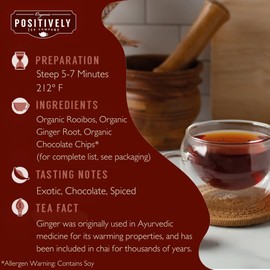 Organic Positively Tea Company, Rooibos Chocolate Chai Tea, Loose Leaf, 16 Ounce