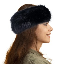 Womens Faux Fur Headband Winter Earwarmer Earmuff Ski (Black), fur headbands women, fur headband
