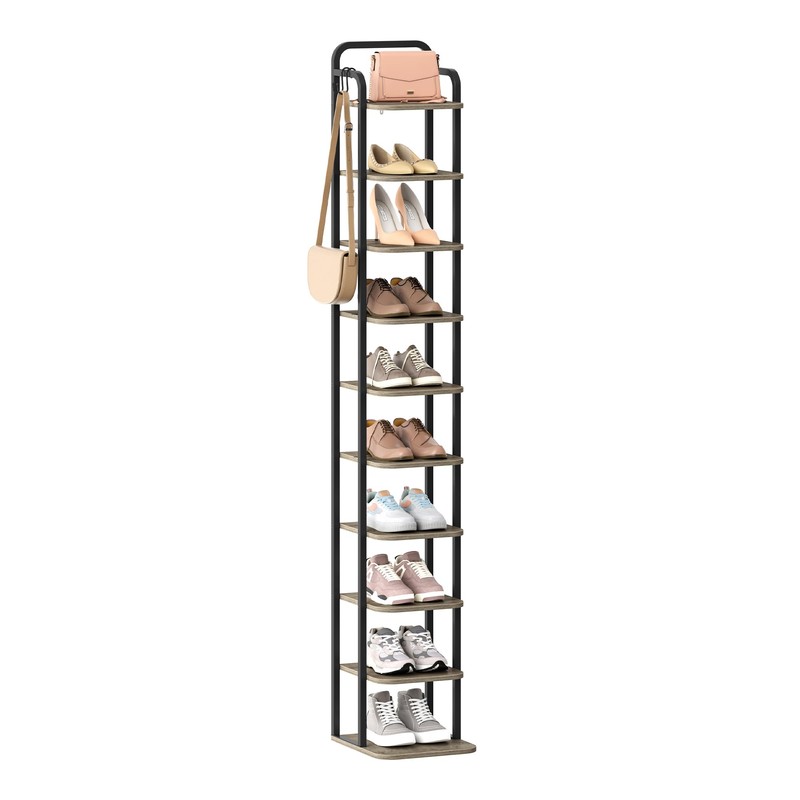 10 Tiers Vertical Shoe Rack, Narrow Shoe Tower, Tall Shoes