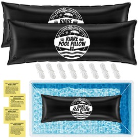 Riare 2 Pack 4x15ft Large Pool Pillow for Above Ground Pools- Cold-Resistant Thick Winter Air Pool Pillow for Winterizing, Closing Winter Winterize Closing Kit with 50ft Rope & Repair Patch(Black)