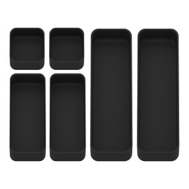 Organizer Drawers, Storage Plastic Desk Bins Stackable Organizers Tray, Bathroom Dividers Small Makeup Bin Clothes Organizing Trays for Containers Vanity Office Cabinet Desktop Compartment, Black