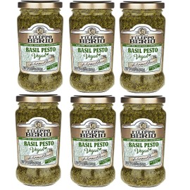 Filippo Berio Pesto, Vegan Basil, 6.7 Ounce Glass Jar, Pack of 6