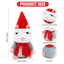 Christmas Talking Hamster Toy Electronic Hamster Toy Funny Repeats What You Say Plush Animal Toy for Kids Boy Girl Early Learning Toy Gift