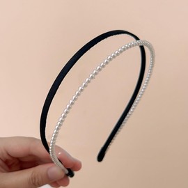 EZ PEACH Headband Tie Simple, Ribbon, Pearl, Thin Head Access, Hair Accessory, Daily Hair Accessory, Headband, Pearl Headband, Cute, Bangs, Hair Closure, Hair Ornament, Weddings, Recitals, Entrance