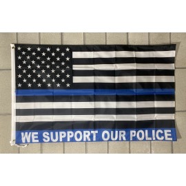 Unbranded Support Police Flag FREE SHIP Blue Lives Matter Law Enforcement USA Sign 3x5'