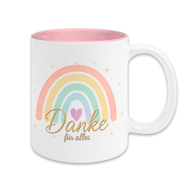 Tasse Danke für Alles mit Regenbogen – Geschenk für Erzieherin,
