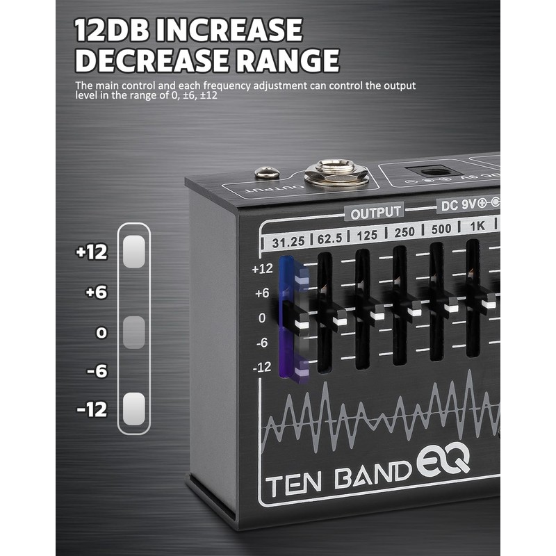 STRICH EQ Pedal for Electric Guitar,10-Band Equalizer Effects Pedal, Equalizer