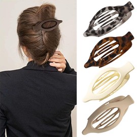 4pcs Solid Color Flat Hair Clips Set – Minimalist Acrylic Barrettes for Women, Strong Hold Claw Clips for Thick or Thin Hair | Elegant, No-Crease, Daily & Party Styling Accessories:_Hairpin Set with Clips