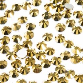 1600pcs SS20 Mine Gold Nail Rhinestones Flatback Bulk Metallic Golden Nail Charms K9 Glass Round Gems Beads Stones Diamonds Glitter Gluefix for Nail Art Jewels Crafts Eye Face Makeup Clothes Shoes DIY