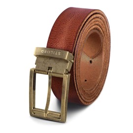 STILORD Business Leather Belt Men Women Universal Shortenable Vintage Jeans Suit Belt Casual Business Genuine Leather, Tuscany - Brown | Antique Buckle - Bronze I V