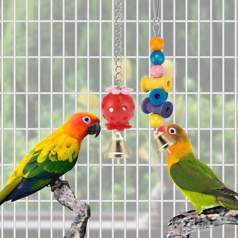 Bird Parakeet Toys,11 Pcs Swing Hanging Standing Chewing Toy Hammock