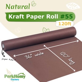 PerkHomy 36" x 1,440" (120') Coffee Kraft Paper Roll for Craft Bulletin Board Paper Kids Art Table Covering Crafting Gift Wrapping Bouquet Packing Parcel 80GSM 55LB (Coffee, 36" x 120')