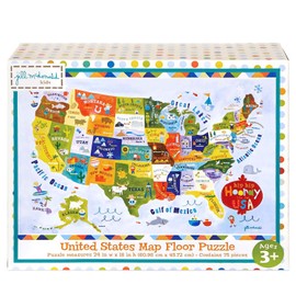 C.R. Gibson United States Map Floor Jigsaw Puzzle Game for Kids, 74pc