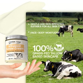 LHOPEBK Nature Organic Grass-Fed Beef Tallow Balm: Moisturizing Cream for Dry & Sensitive Skin, 120g/4.2oz