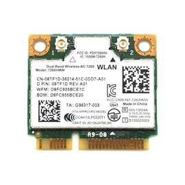 Wireless-AC 7260 Media tarjeta de red PCIe | 867 Mbps con soporte Bluetooth 4.0 | Pieza de repuesto HMC WLAN 7260.Tarjeta Wi-Fi HMWG 7260HMW