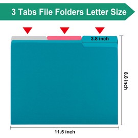 File Folders Letter Size,18 Pack Sapphire Blue Folders 8.5 x 11 1/3-Cut Tabs,Colored File Folders Office Home School for Documents Files Paper