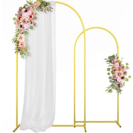 CludPark Metal Arch Backdrop Stand Wedding Arch Frame Set of 2 (7.2FT,6FT) Gold Backdrop Arch Stand for Wedding Ceremony Birthday Party Baby Shower Graduation Ceremony Decoration