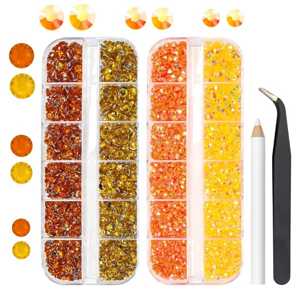 qiipii Orange Yellow Jelly Resin Rhinestones Bulk for Crafting 3mm