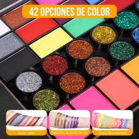 Kit De Pintura Facial Maquillaje Corporal Base Agua 42 Color                                                                                          