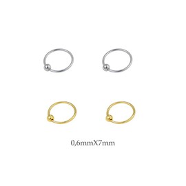 Generica 4 Rings Nose Small 2 Colours Silver and 2 Colours Golden 7 mm Diameter Finitos 0.6 mm Thickness, Silver