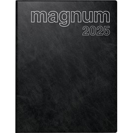 rido/idé Book Calendar Model Magnum (2025), 2 Pages = 1 Week, 183 × 240 mm, 144 Pages, Foam Film Cover Catana, Black