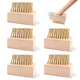 YBENWL ​​5-Pack Weed Brush Head with Durable Steel Bristles, Manual Moss Remover Tool with with Iron Scraper for Pavers, Patio, Driveway Crack Cleaning